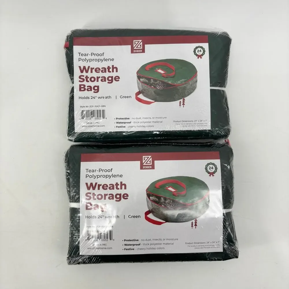 (2) Zober Wreath Storage Bag Holds 24